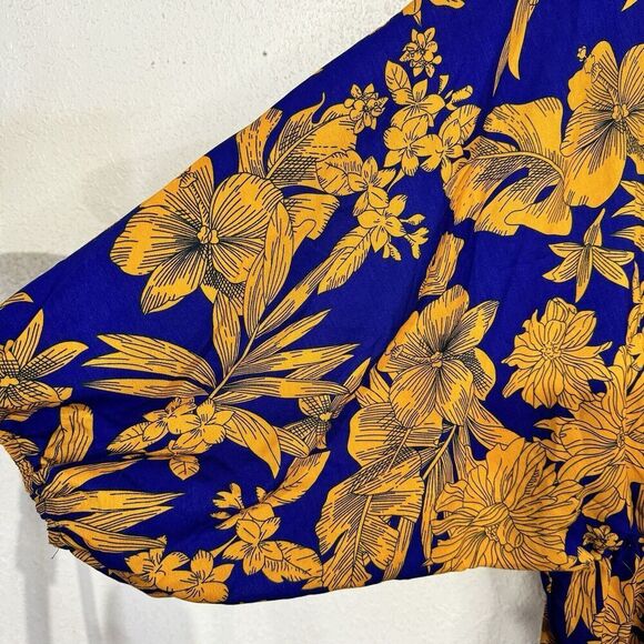 PrettyLittleThing Cobalt Tropical Print Batwing Split Leg Maxi Dress Sz 10 NWOT - Picture 8 of 11